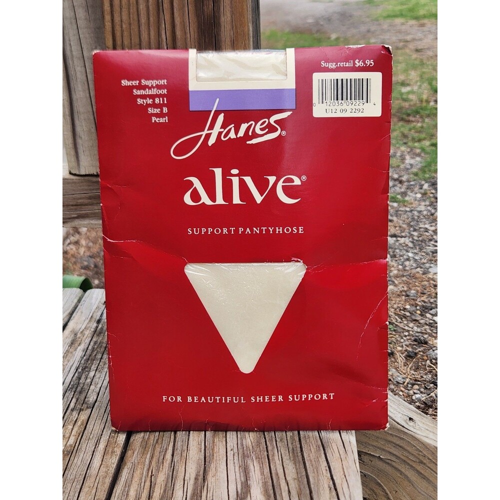 Vintage Hanes Alive 811 Pantyhose Full Support Control Top Sz B Pearl White 1989